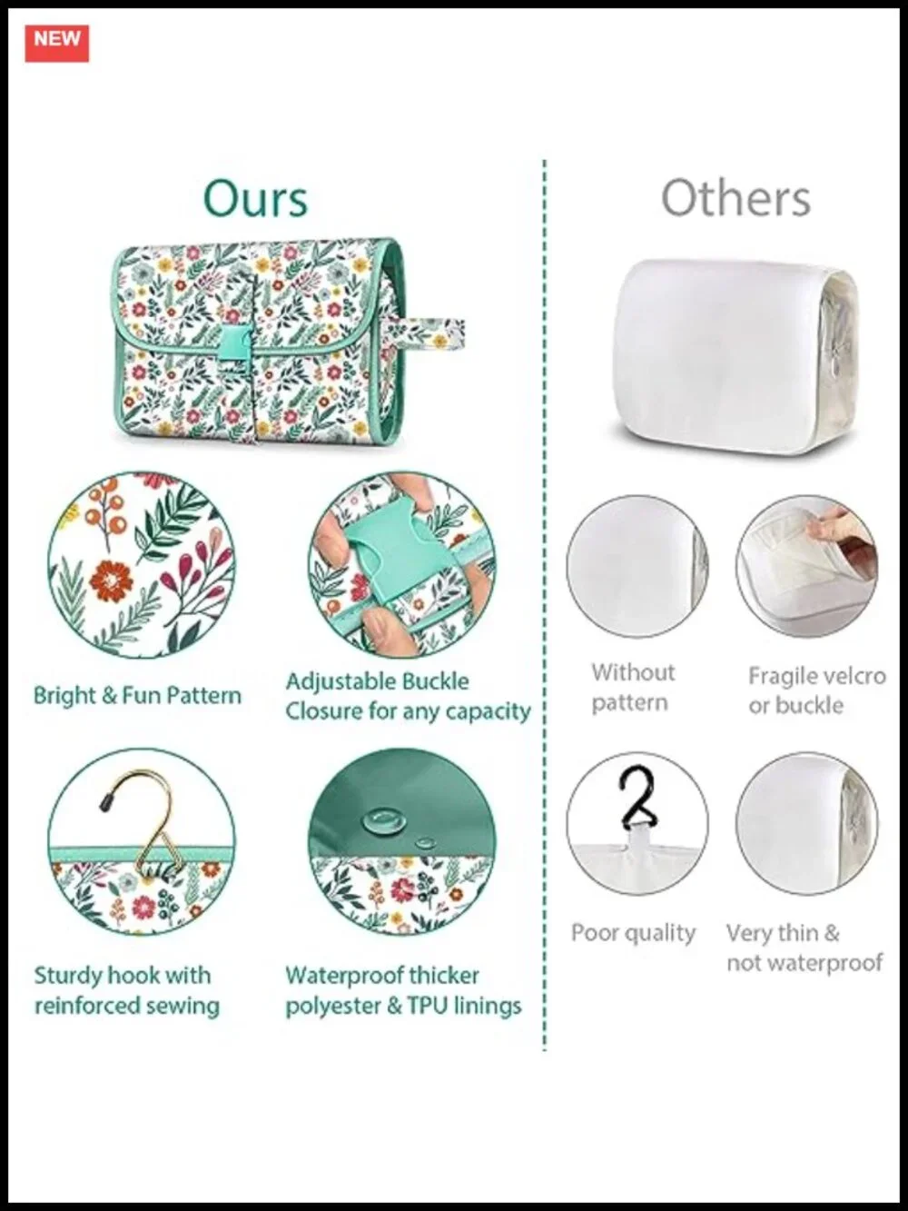 Large Hanging Water Resistant Toiletry Cosmetic Travel Bag Makeup Organizer